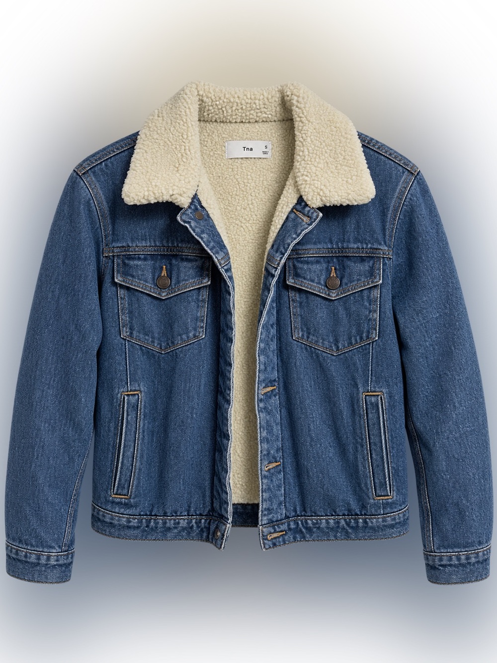 Tna Blue Denim Sherpa-Lined Jacket